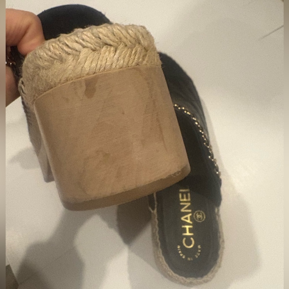 Chanel Black Quilted Mules with Chain Detail - Picture 9 of 10